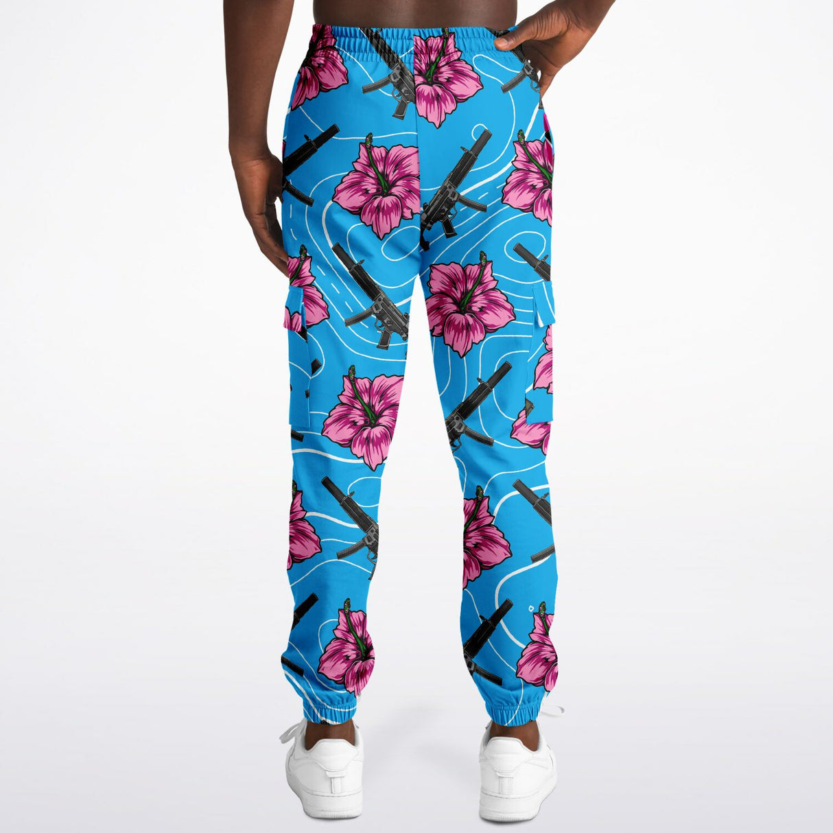 Pantalones deportivos cargo de alta capacidad en color azul hibisco de Rad Palm