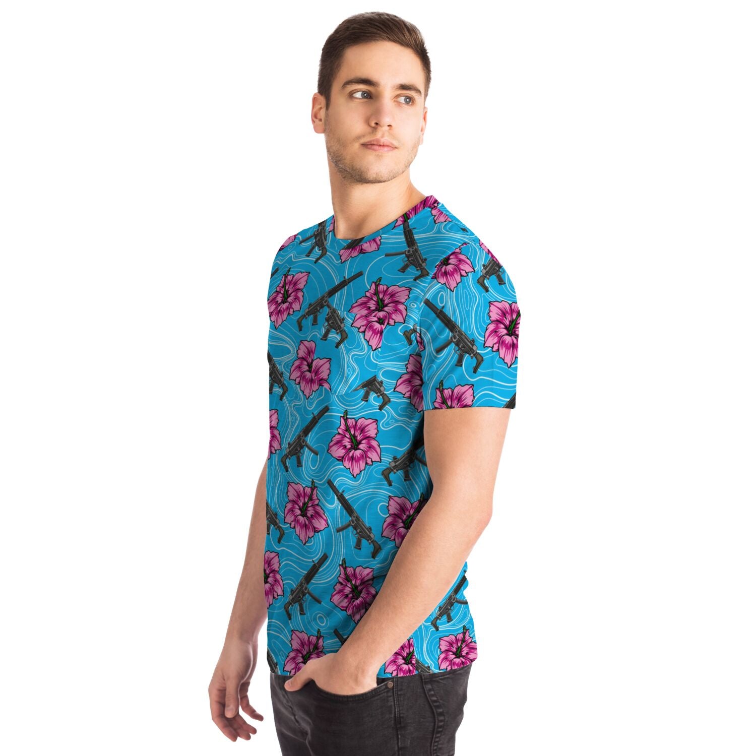 Rad Palm High Capacity Hibiscus Blue Pocket T-Shirt