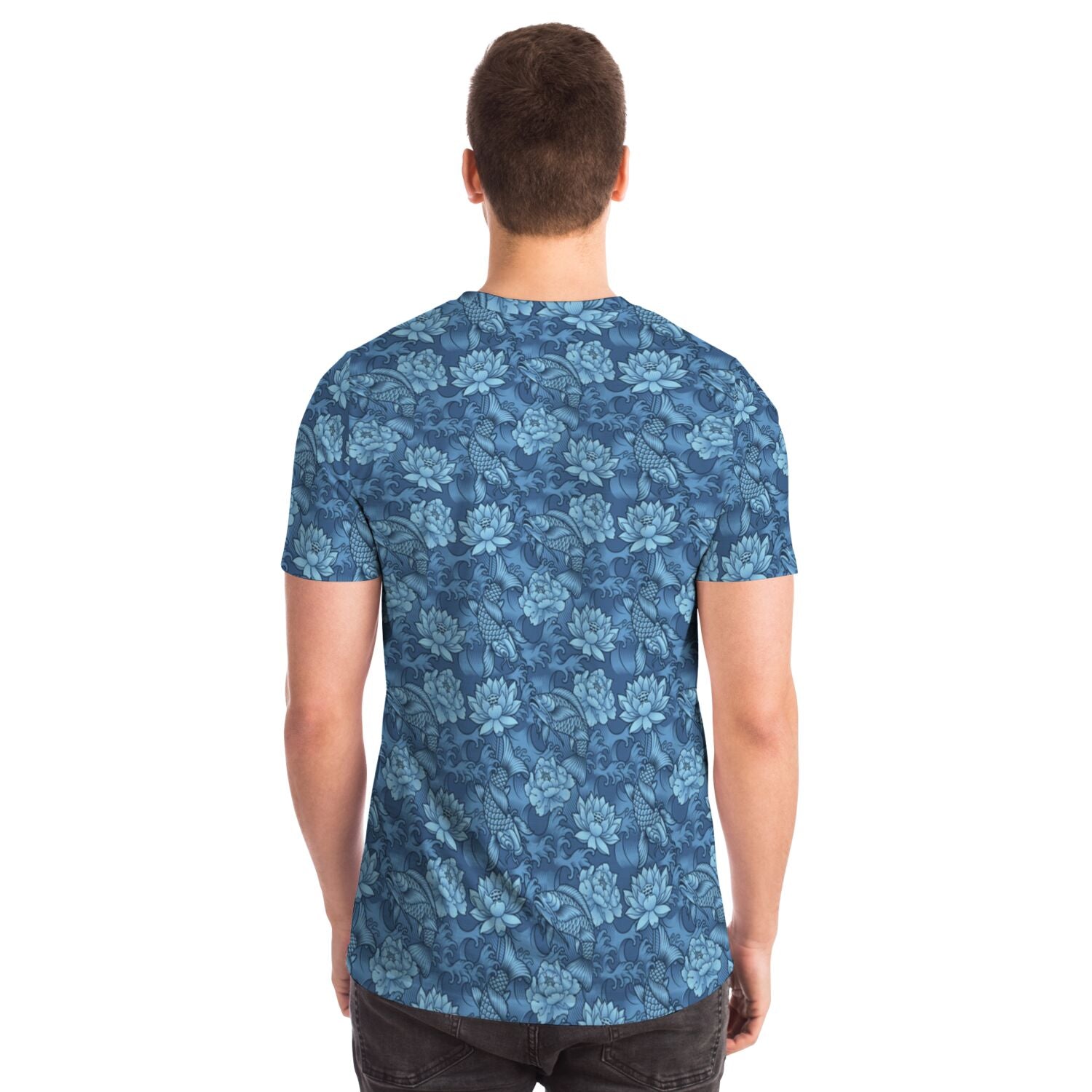 Camiseta unisex con peces koi azules de Rad Palm