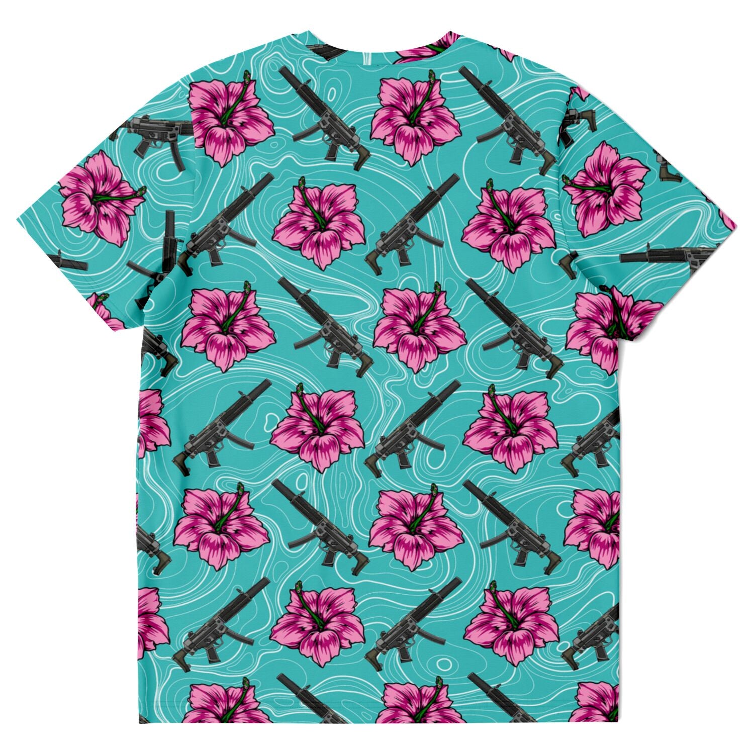 Camiseta unisex Rad Palm de alta capacidad en color verde azulado hibisco