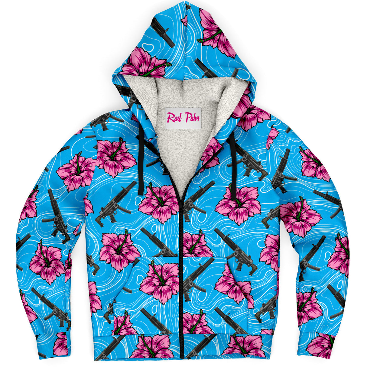 Rad Palm High Capacity Hibiscus Blue Microfleece Ziphoodie