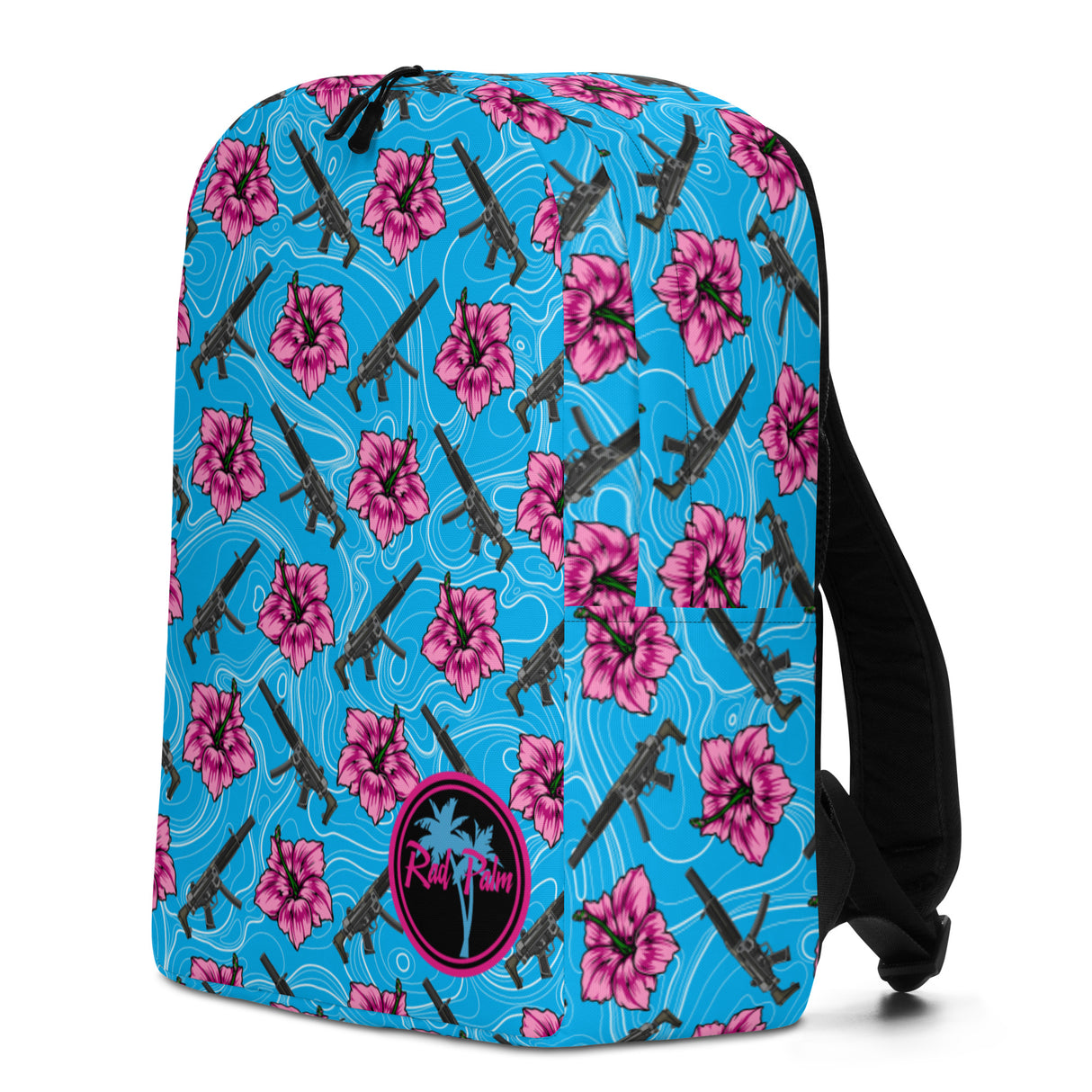 Mochila minimalista azul hibisco de gran capacidad de Rad Palm