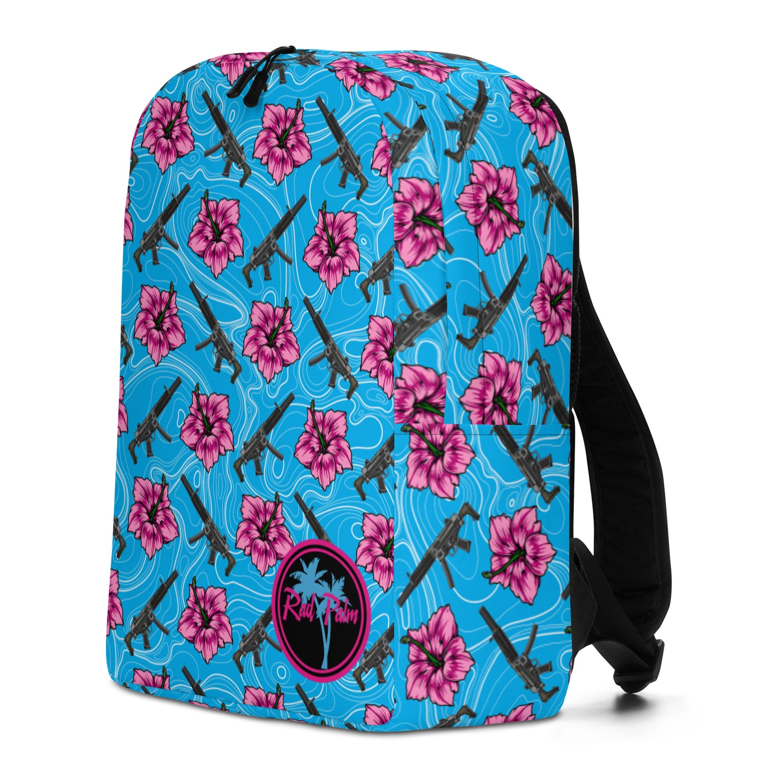 Mochila minimalista azul hibisco de gran capacidad de Rad Palm
