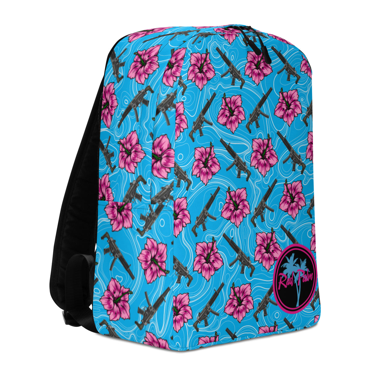 Mochila minimalista azul hibisco de gran capacidad de Rad Palm