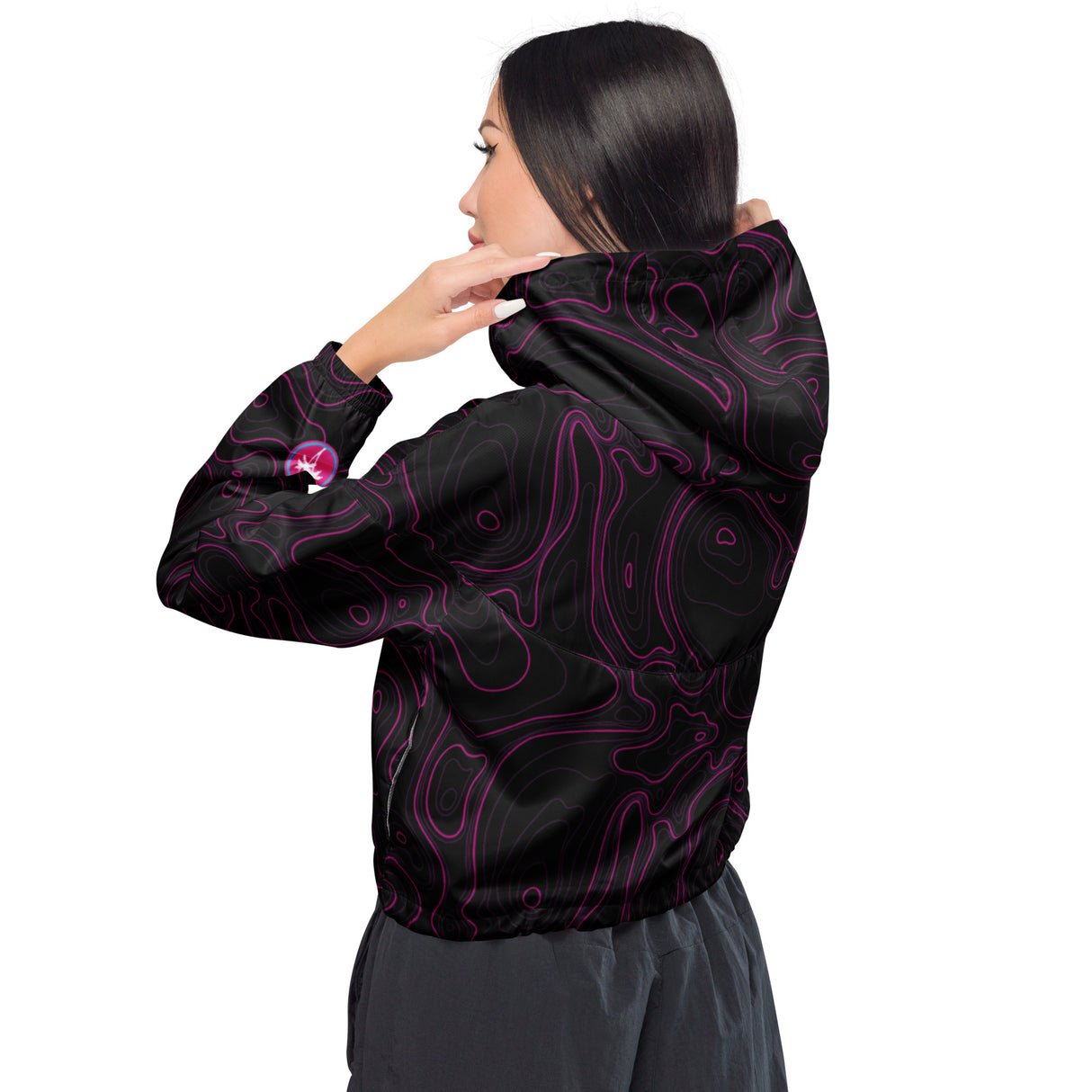 Cortavientos corto para mujer Rad Palm Dark Neon