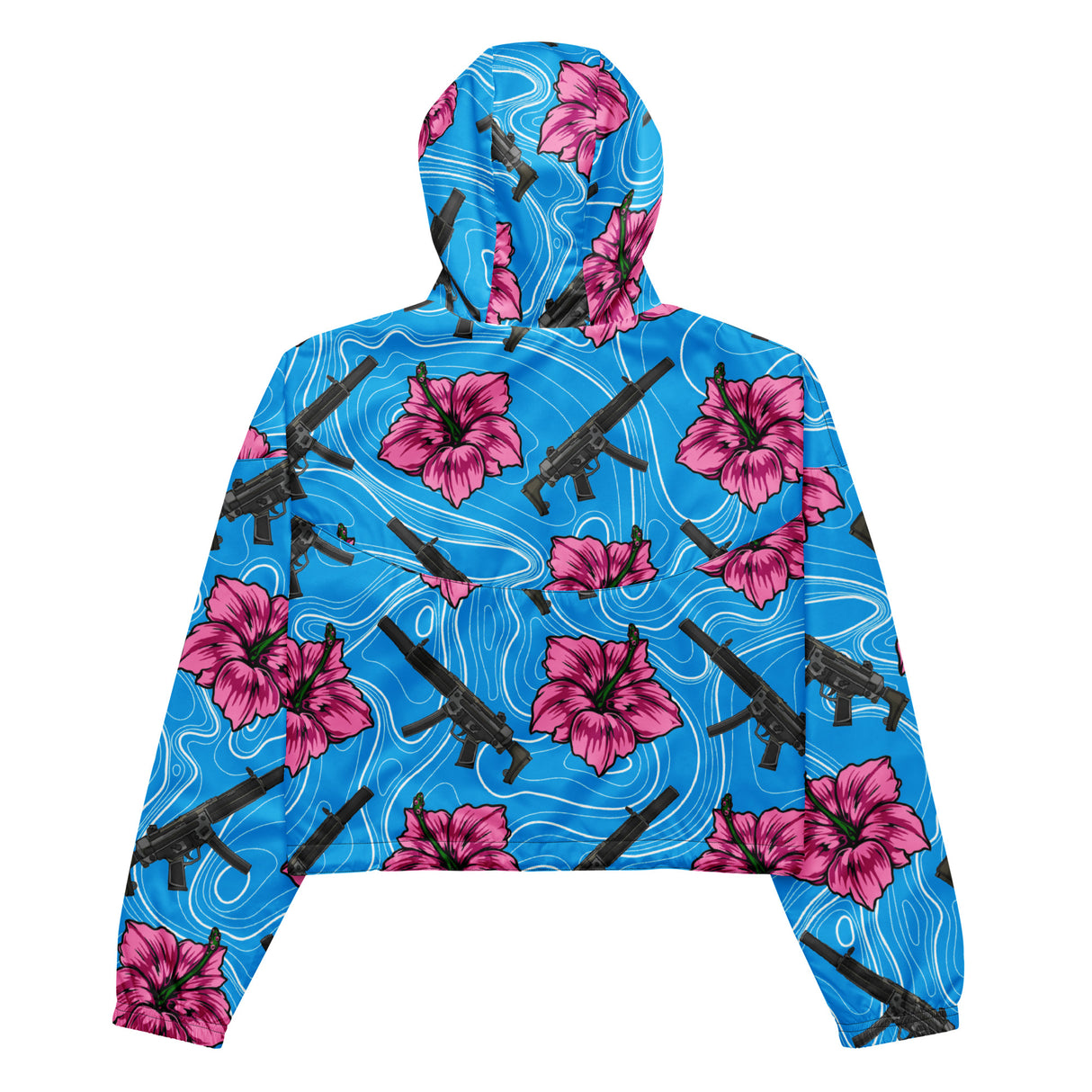 Cortavientos corto azul hibisco de alta capacidad para mujer de Rad Palm