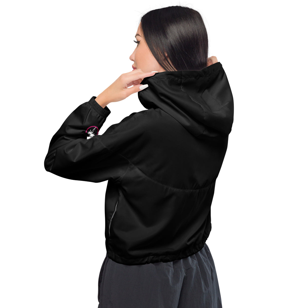 Cortavientos corto negro para mujer Rad Palm