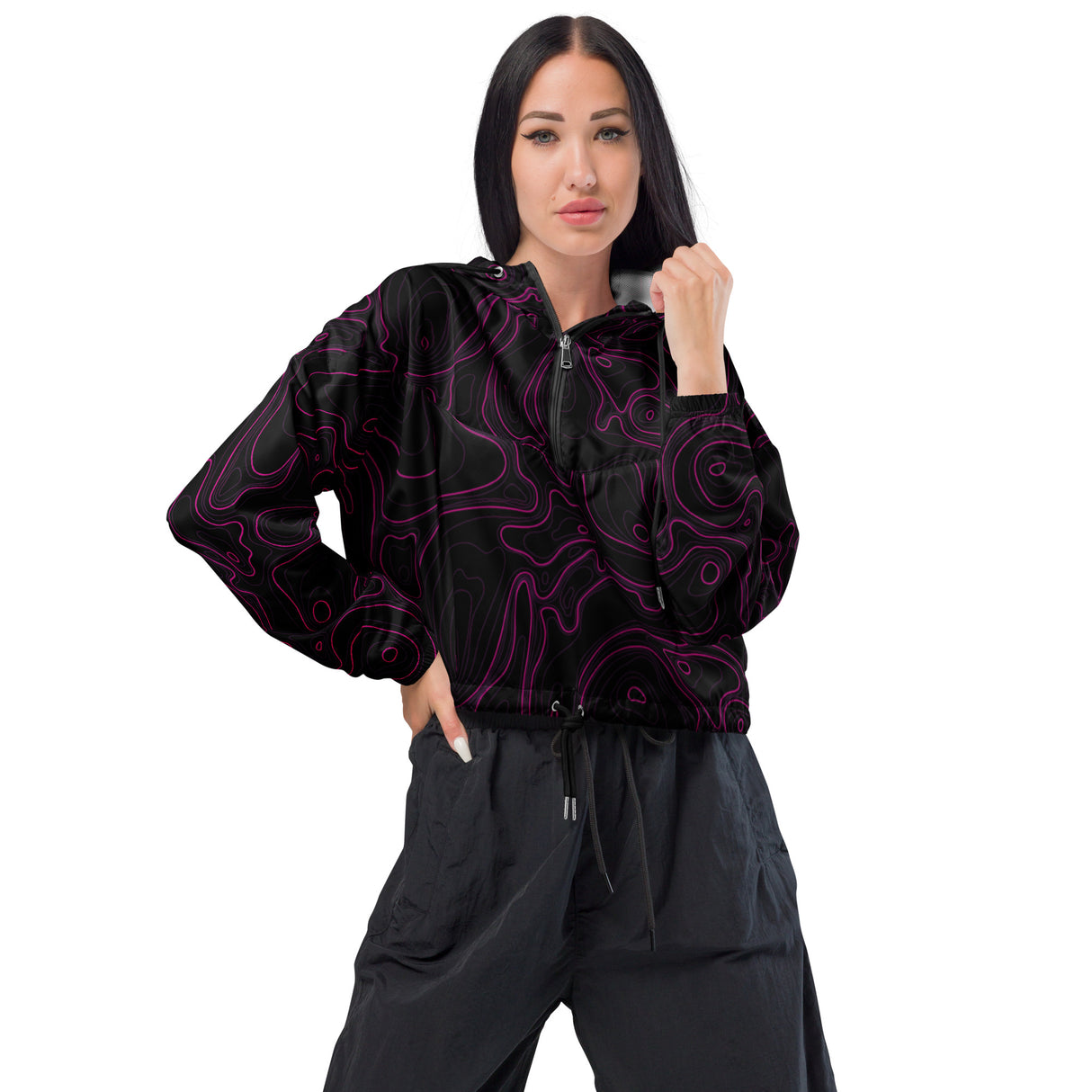Cortavientos corto para mujer Rad Palm Dark Neon