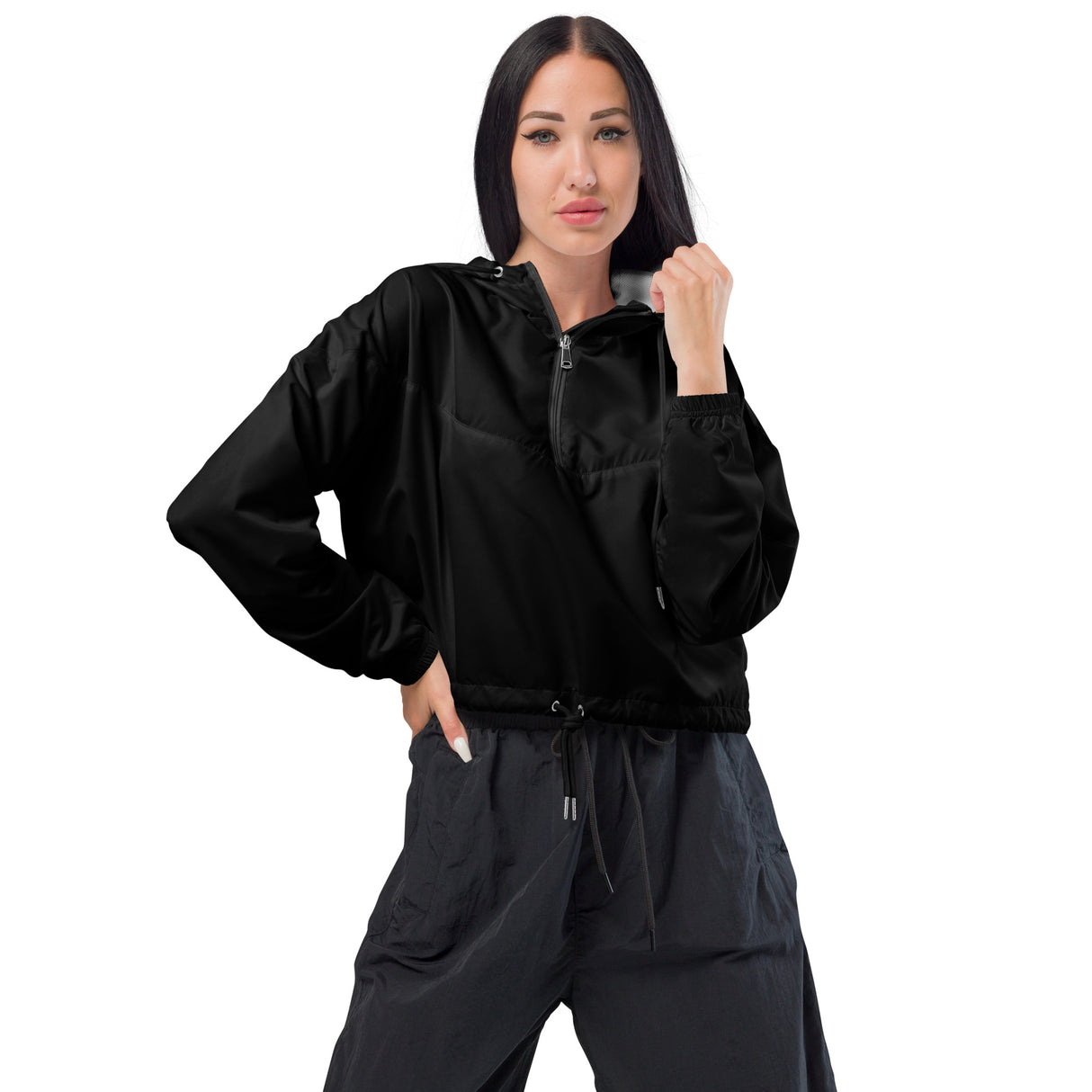 Cortavientos corto negro para mujer Rad Palm