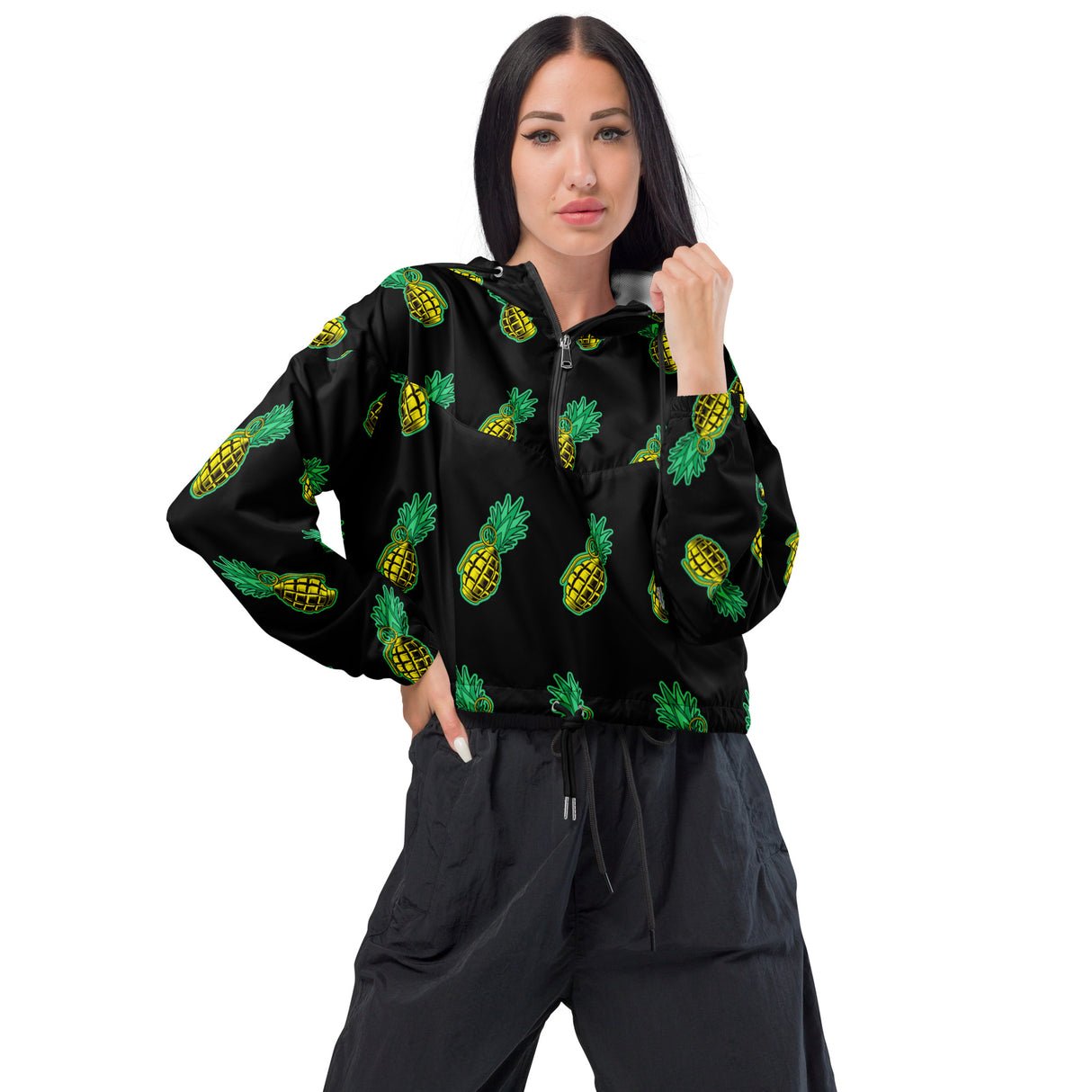 Cortavientos corto para mujer Rad Palm Pineapple Death
