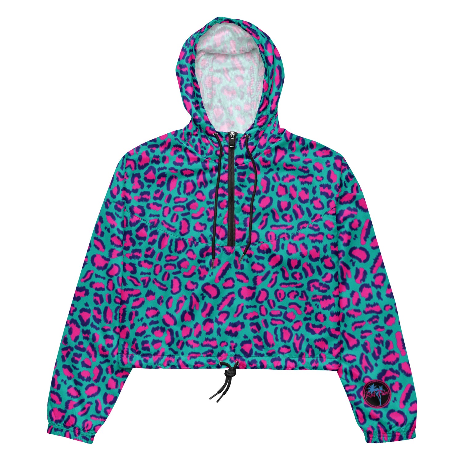 Rad Palm Neon Leopard Women’s Cropped Windbreaker