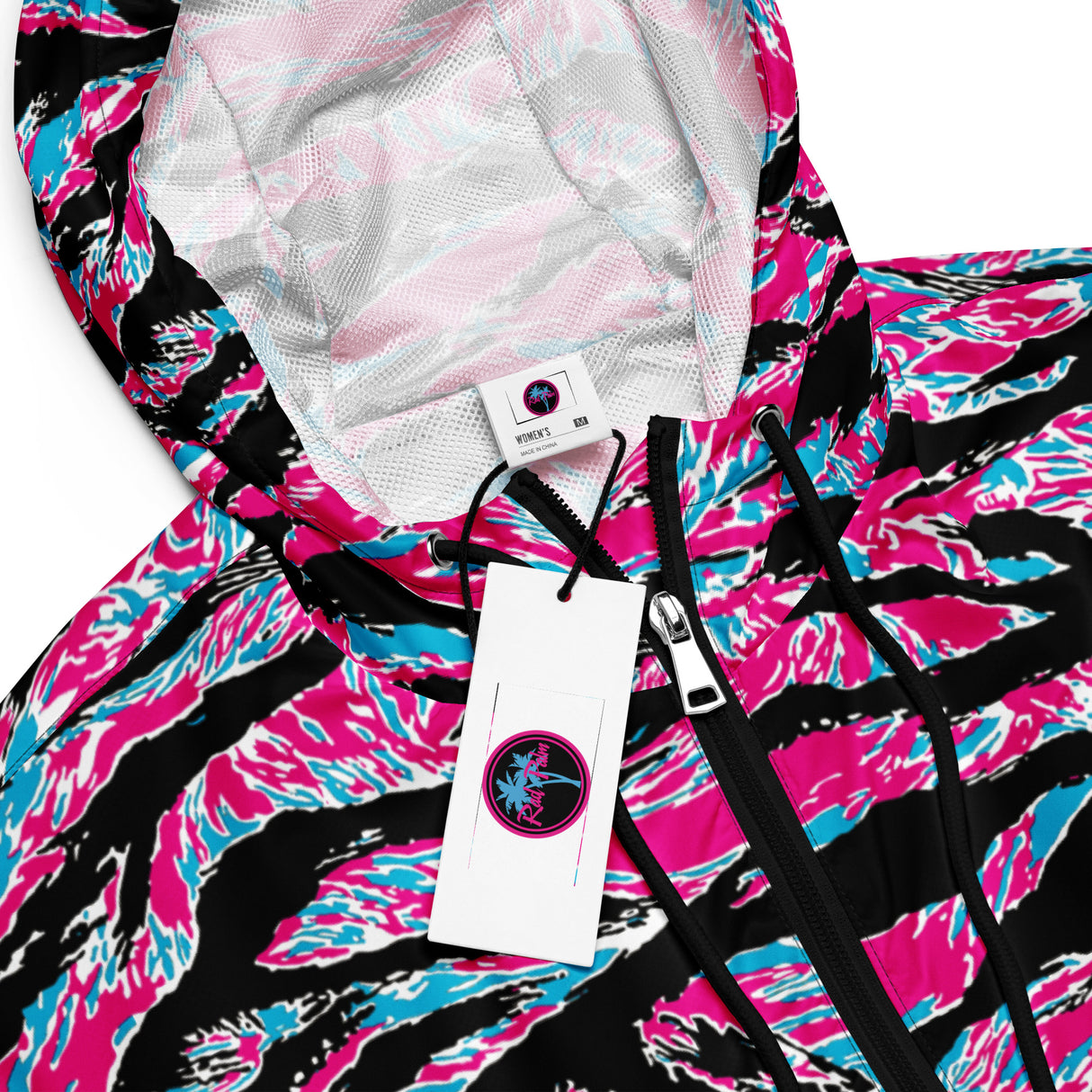 Rad Palm Neon Tiger Stripe Women’s Cropped Windbreaker