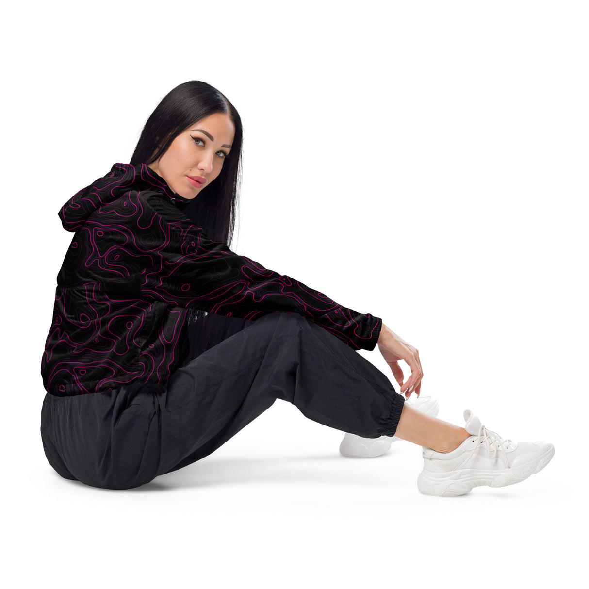 Cortavientos corto para mujer Rad Palm Dark Neon