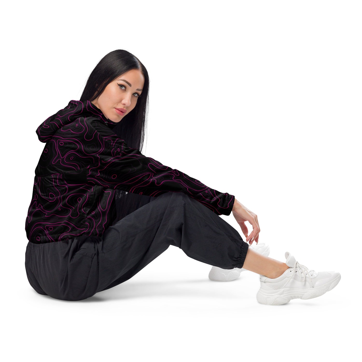 Cortavientos corto para mujer Rad Palm Dark Neon
