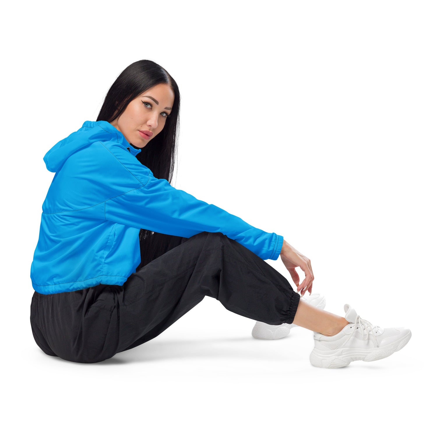 Cortavientos corto azul brillante para mujer de Rad Palm