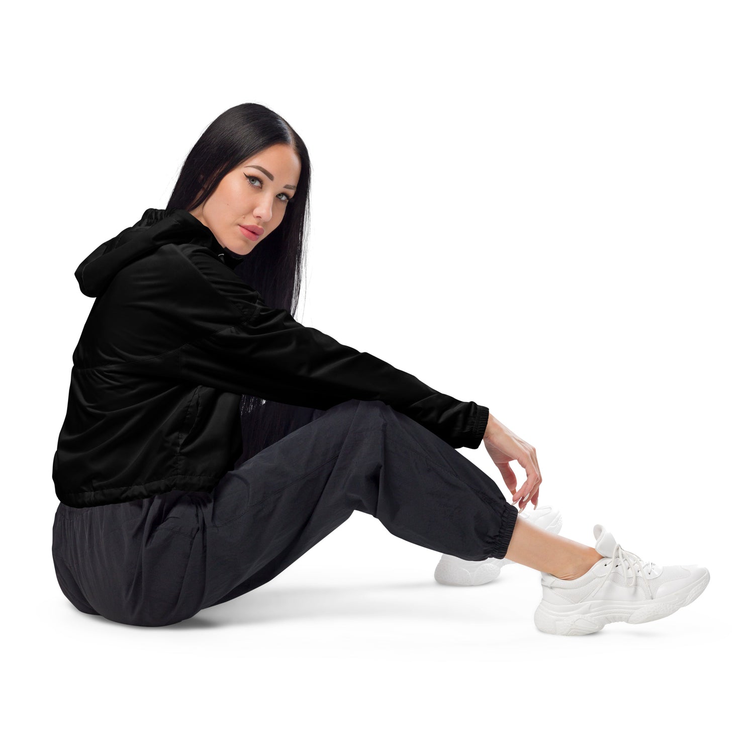 Cortavientos corto negro para mujer Rad Palm