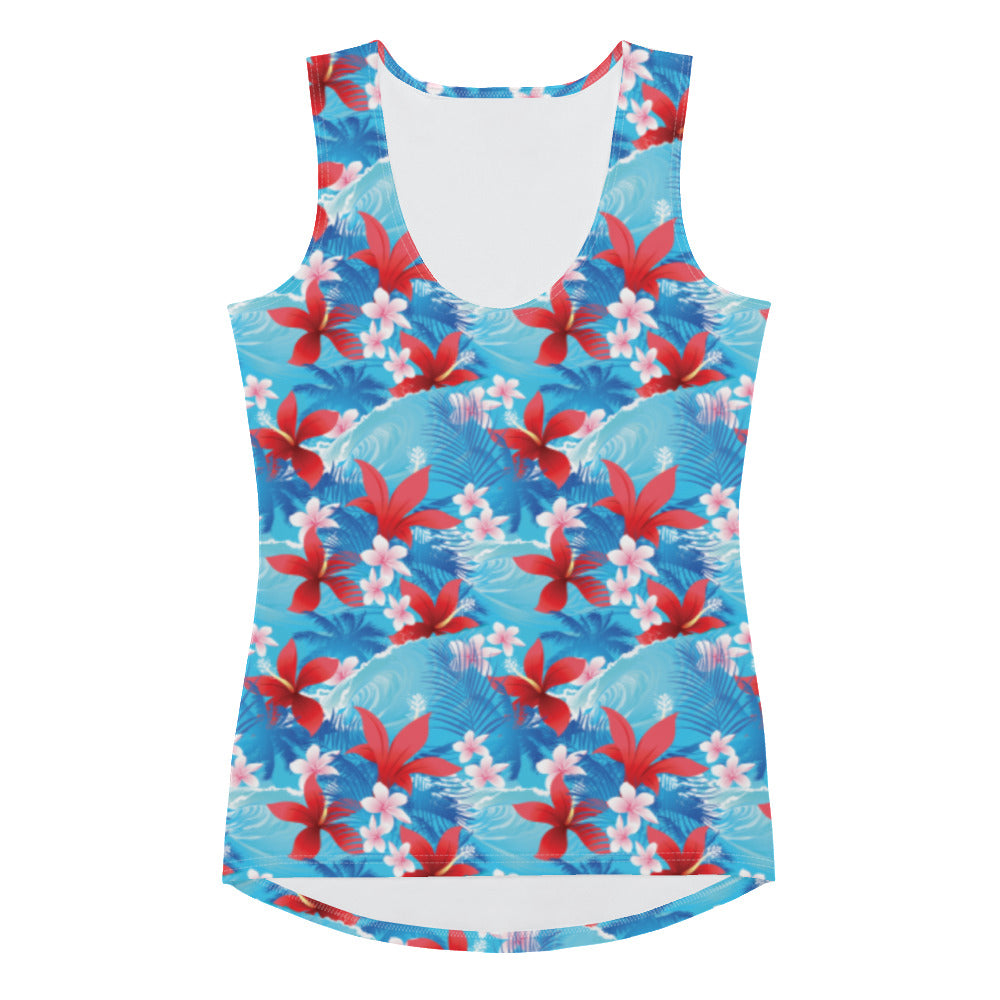 Rad Palm Hibiscus Waves Tank Top