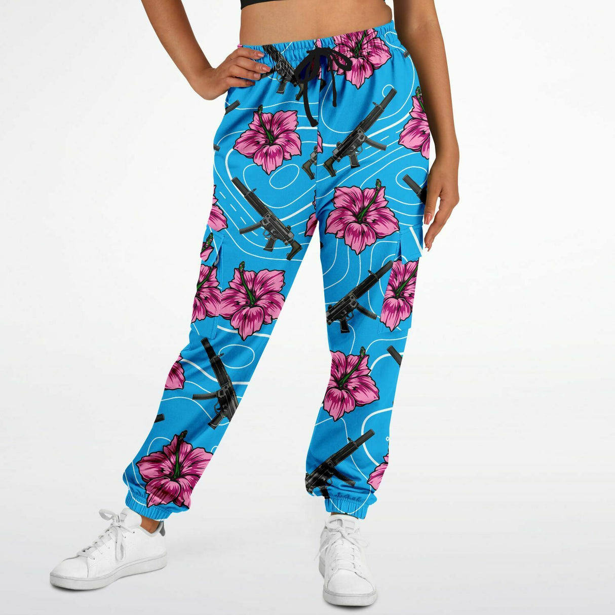Pantalones deportivos cargo de alta capacidad en color azul hibisco de Rad Palm