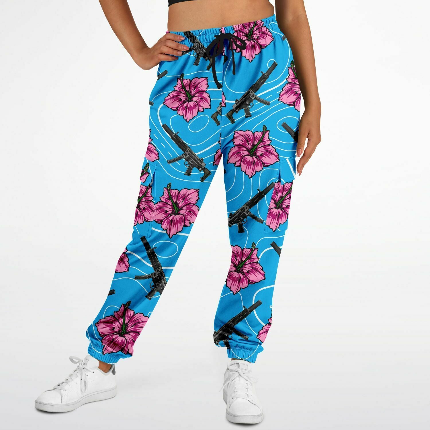 Pantalones deportivos cargo de alta capacidad en color azul hibisco de Rad Palm