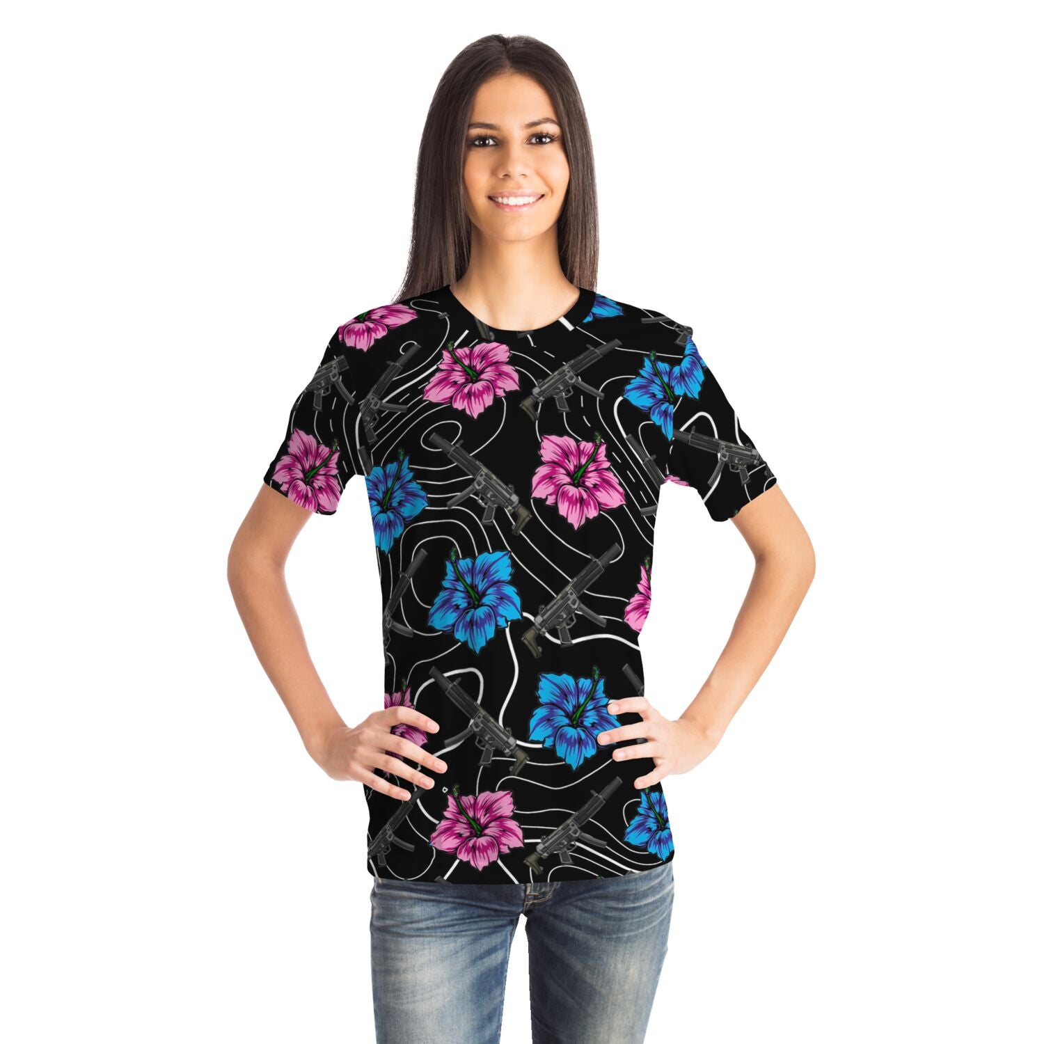 Camiseta negra Hibiscus de alta capacidad de Rad Palm