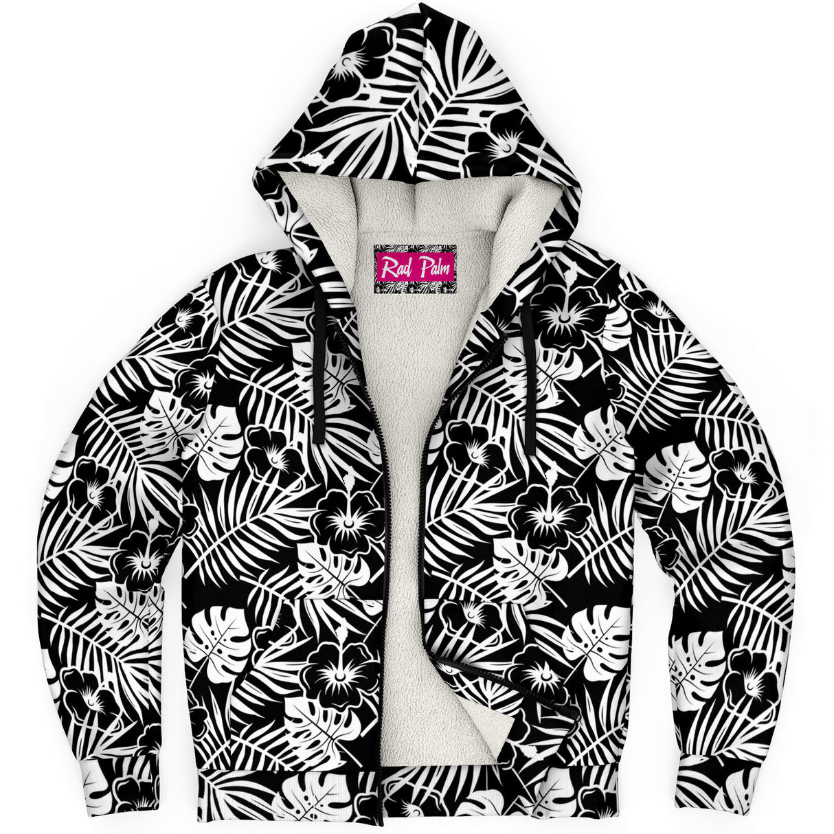 Rad Palm BLK WHT Microfleece Zip Hoodie