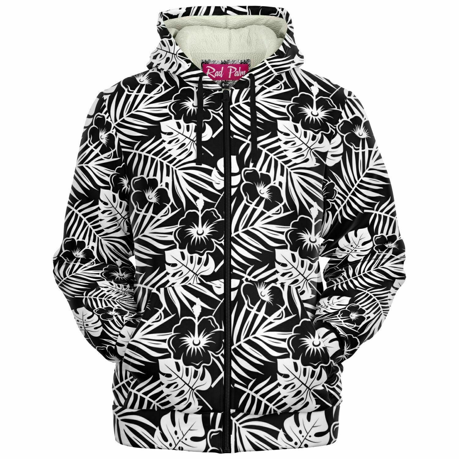 Rad Palm BLK WHT Microfleece Zip Hoodie