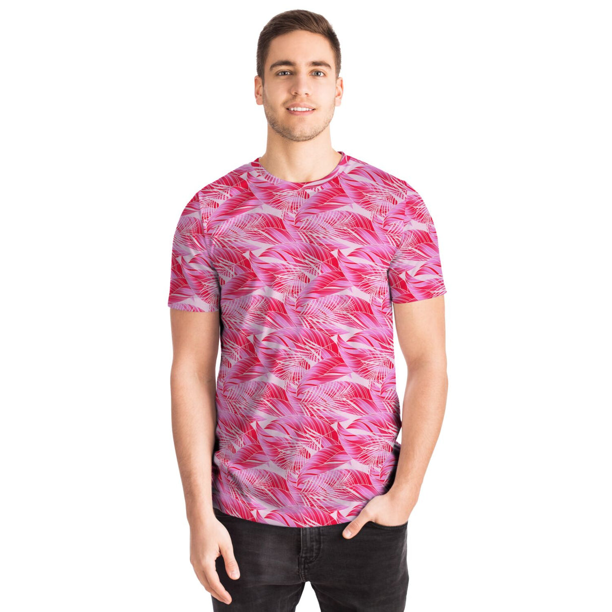 Camiseta unisex rosa tropical Rad Palm