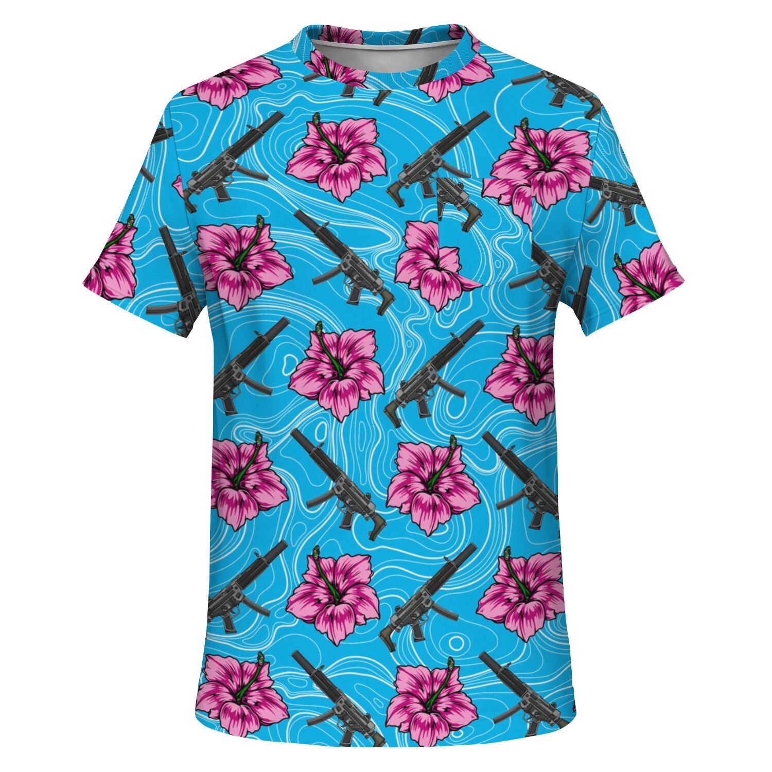 Rad Palm High Capacity Hibiscus Blue Pocket T-Shirt