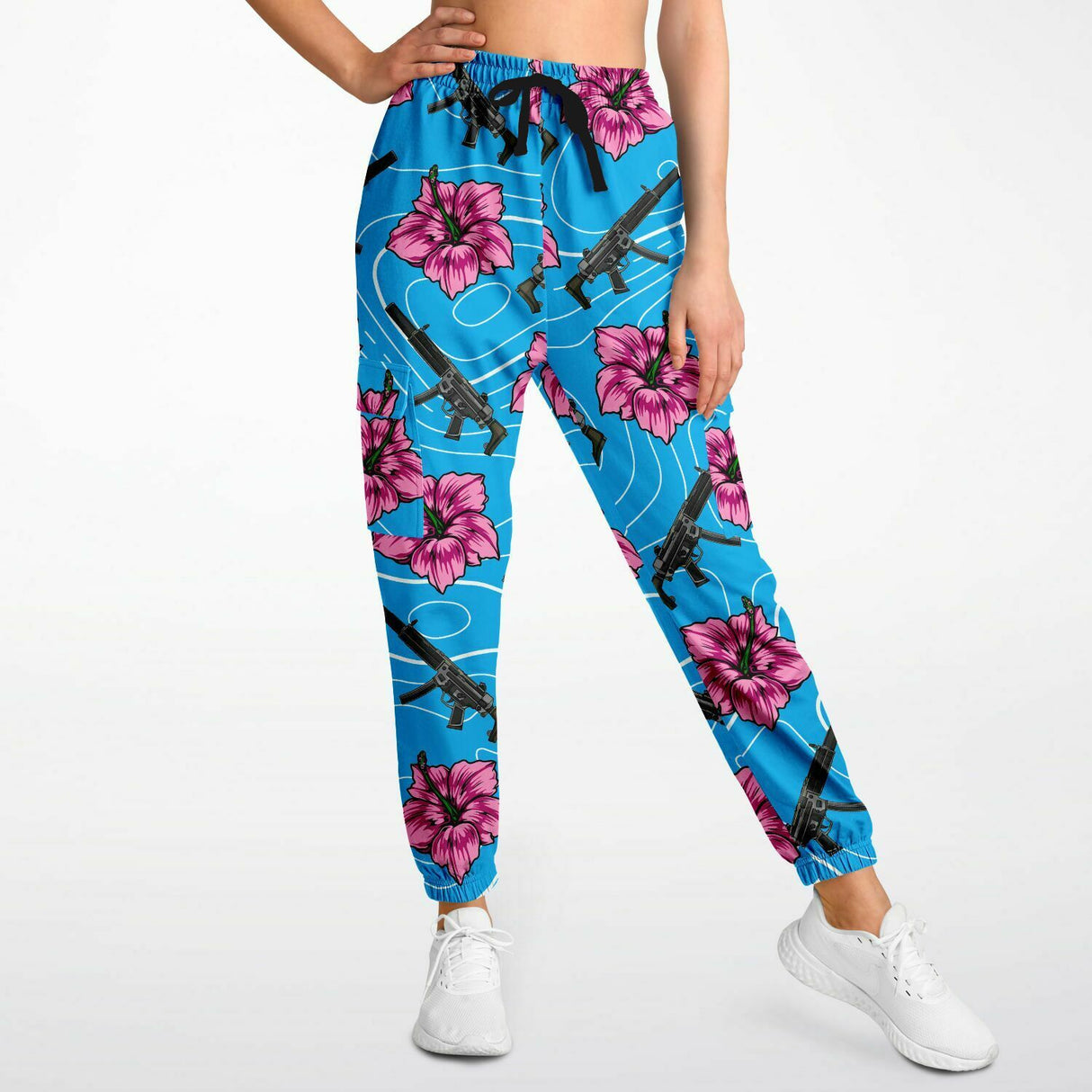 Pantalones deportivos cargo de alta capacidad en color azul hibisco de Rad Palm