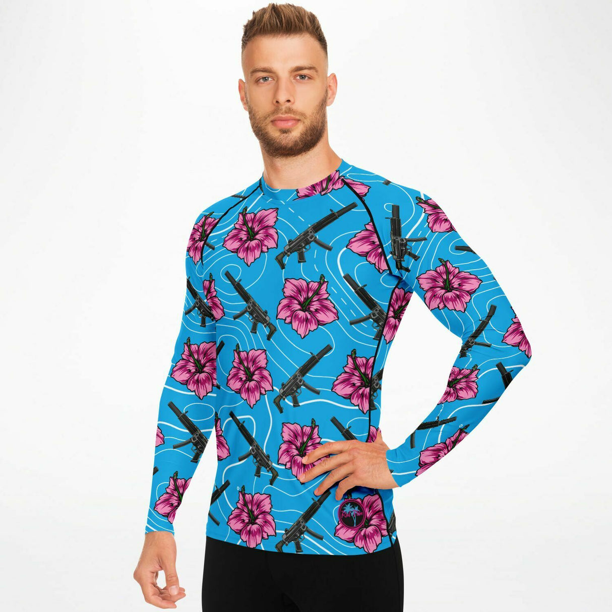 Camiseta de manga corta azul hibisco de alta capacidad Rad Palm