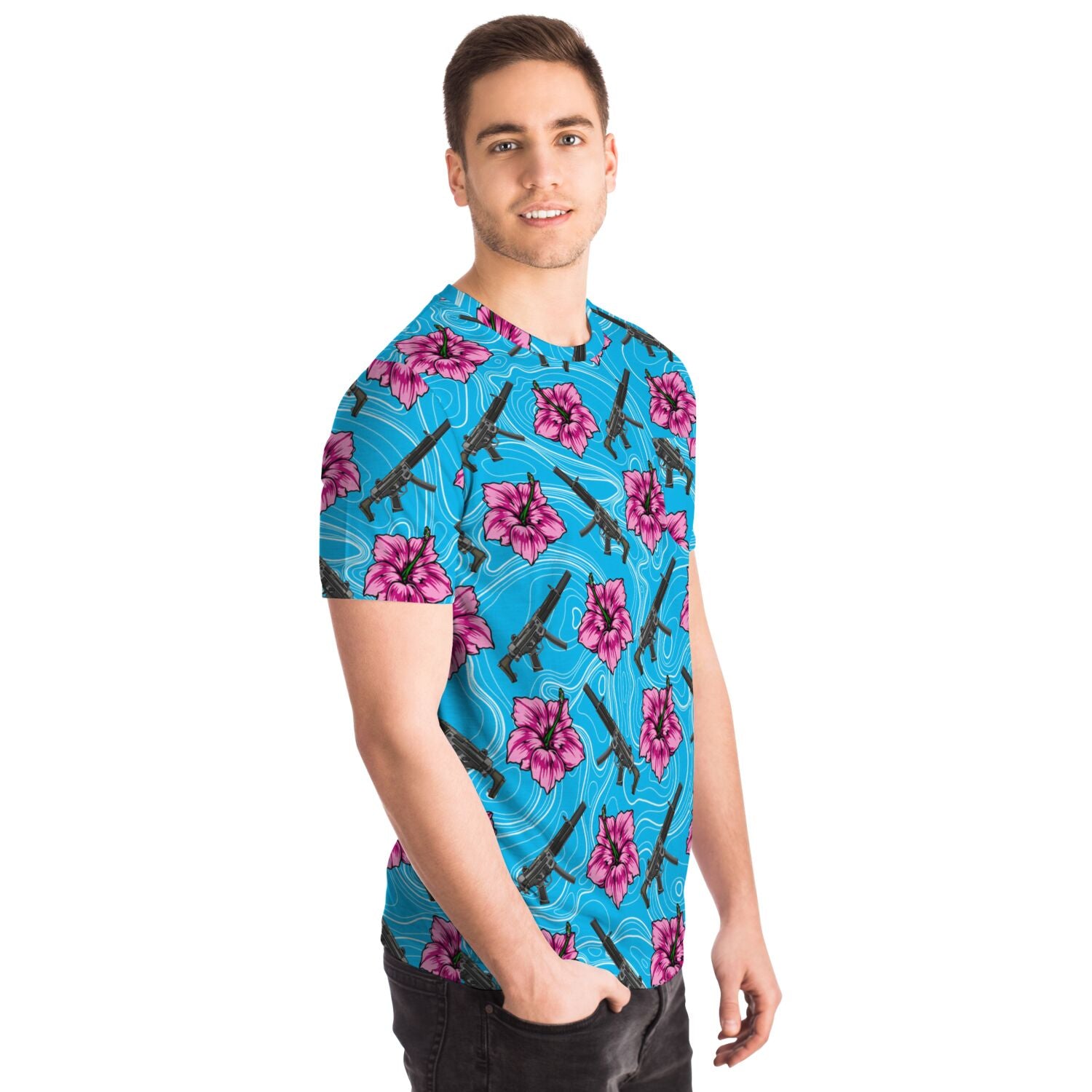 Rad Palm High Capacity Hibiscus Blue Pocket T-Shirt