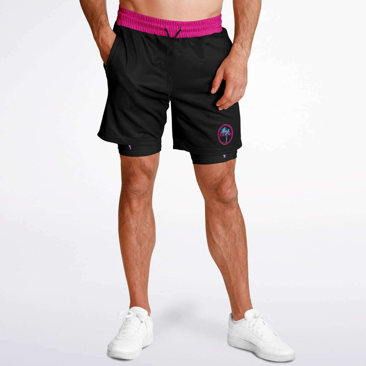 Rad Palm Neon Flamingo Men's 2-in-1 Shorts