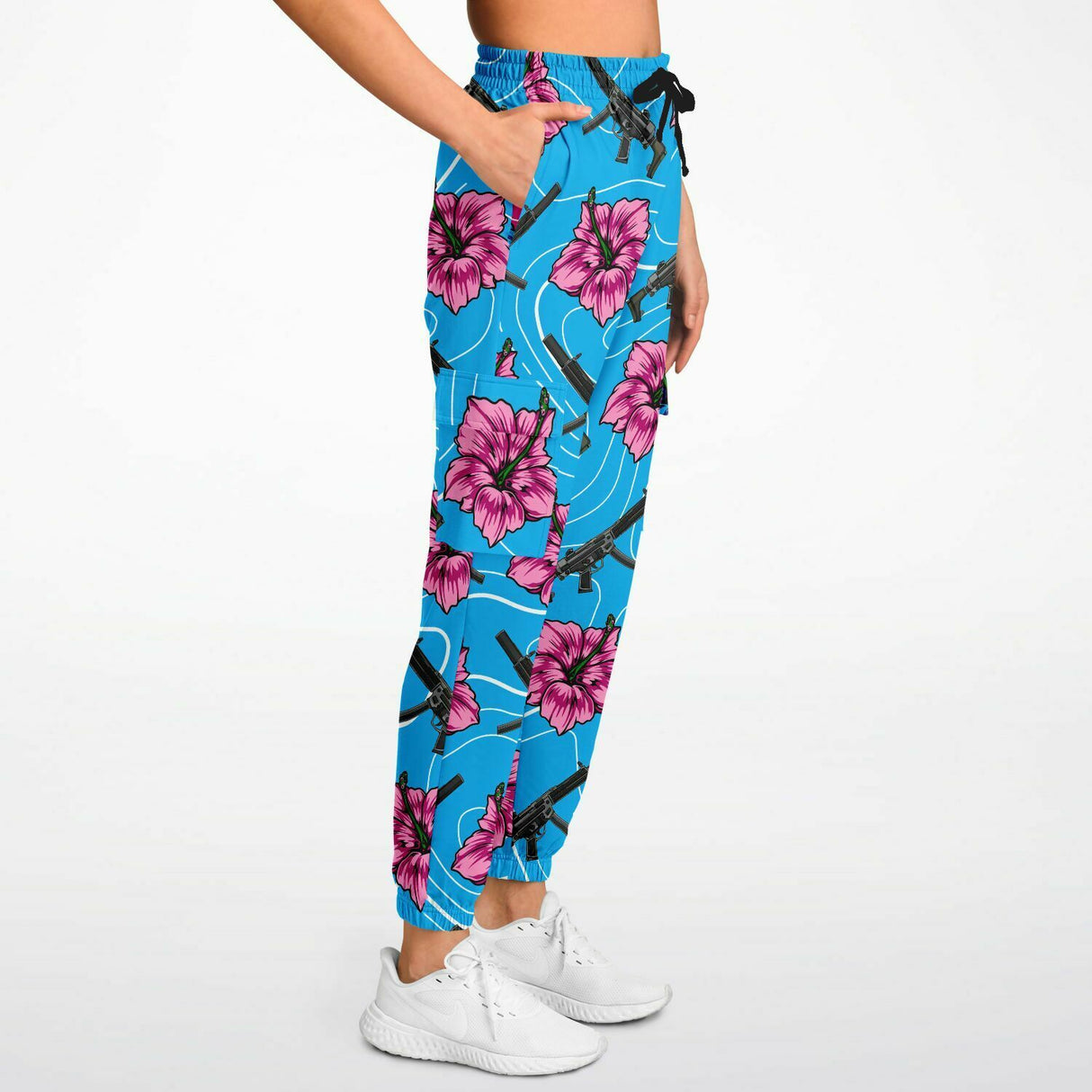 Pantalones deportivos cargo de alta capacidad en color azul hibisco de Rad Palm