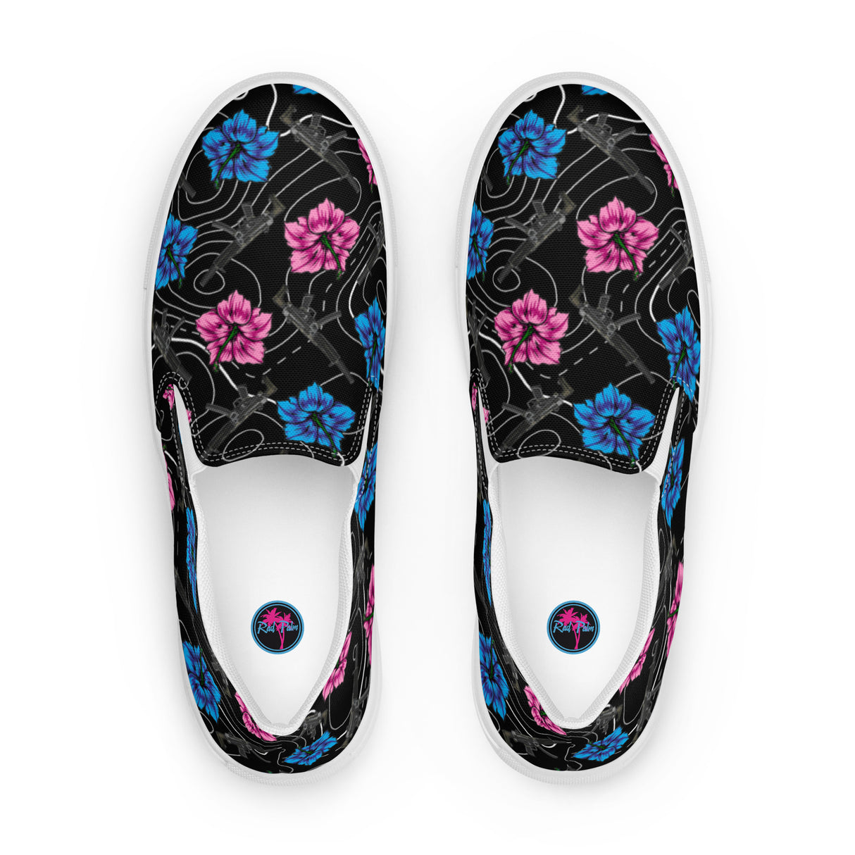Zapatos de lona sin cordones para hombre de Rad Palm High Capacity Hibiscus Black