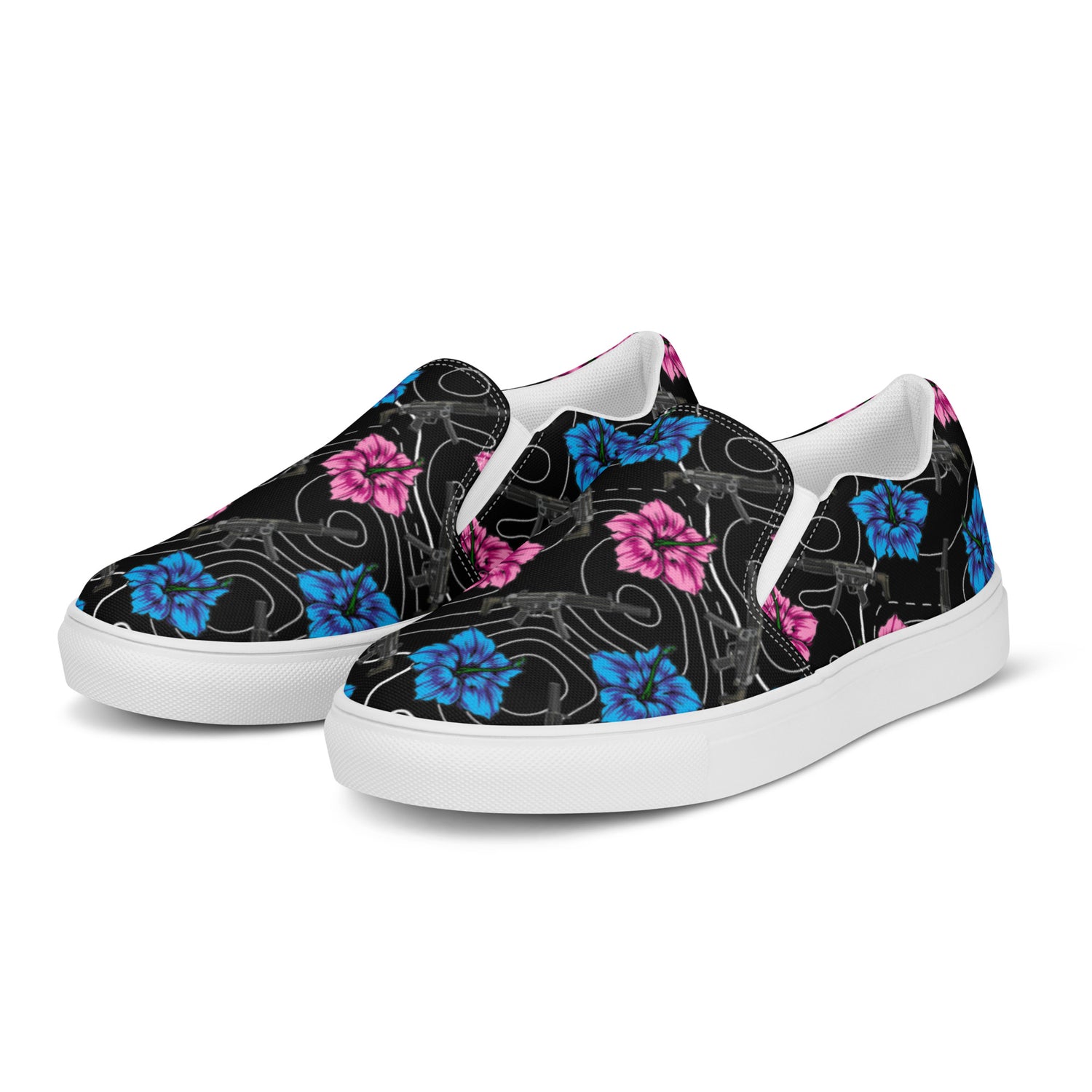 Zapatos de lona sin cordones para hombre de Rad Palm High Capacity Hibiscus Black