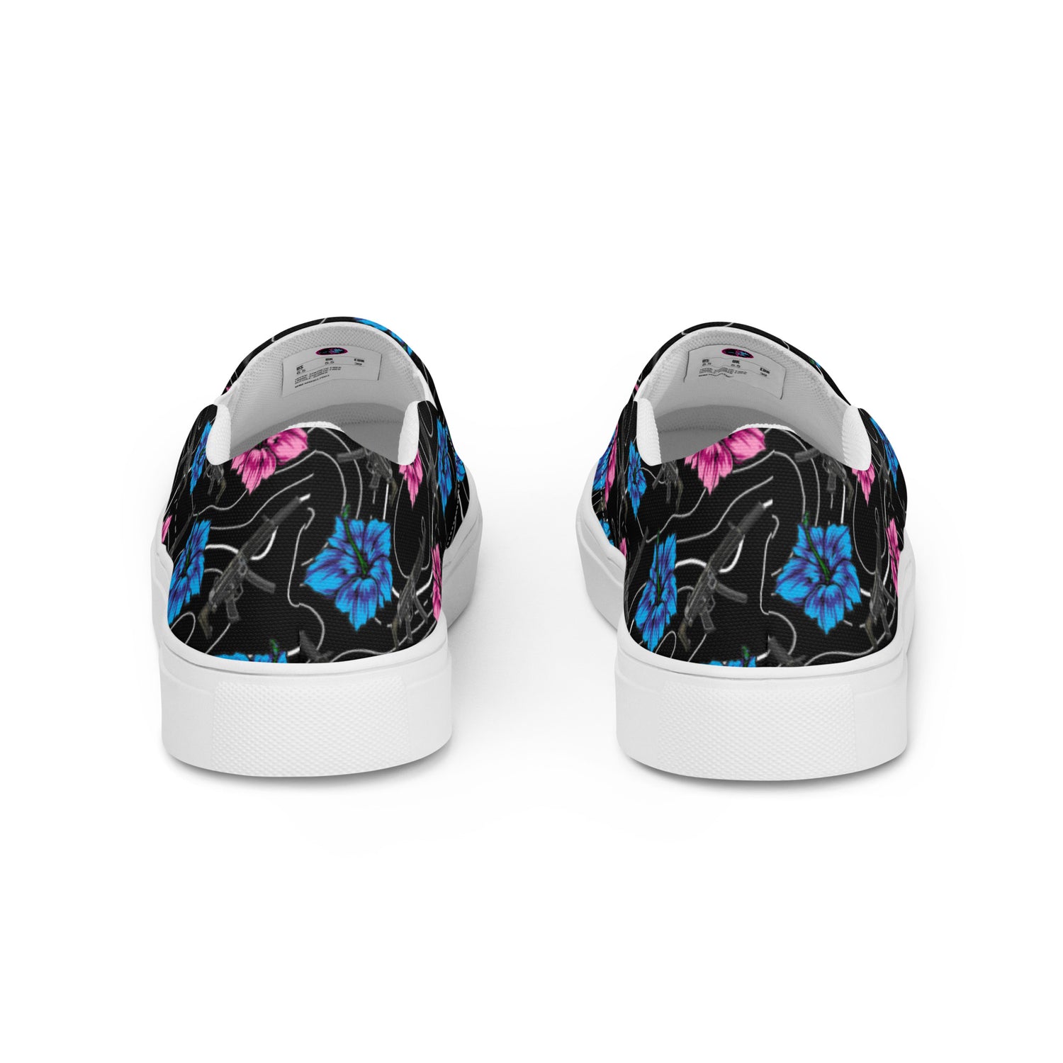 Zapatos de lona sin cordones para mujer de Rad Palm High Capacity Hibiscus Black