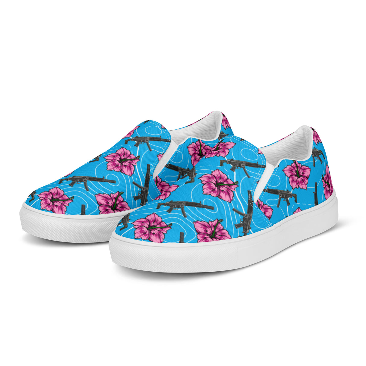 Zapatos de lona sin cordones para mujer en azul hibisco de gran capacidad de Rad Palm