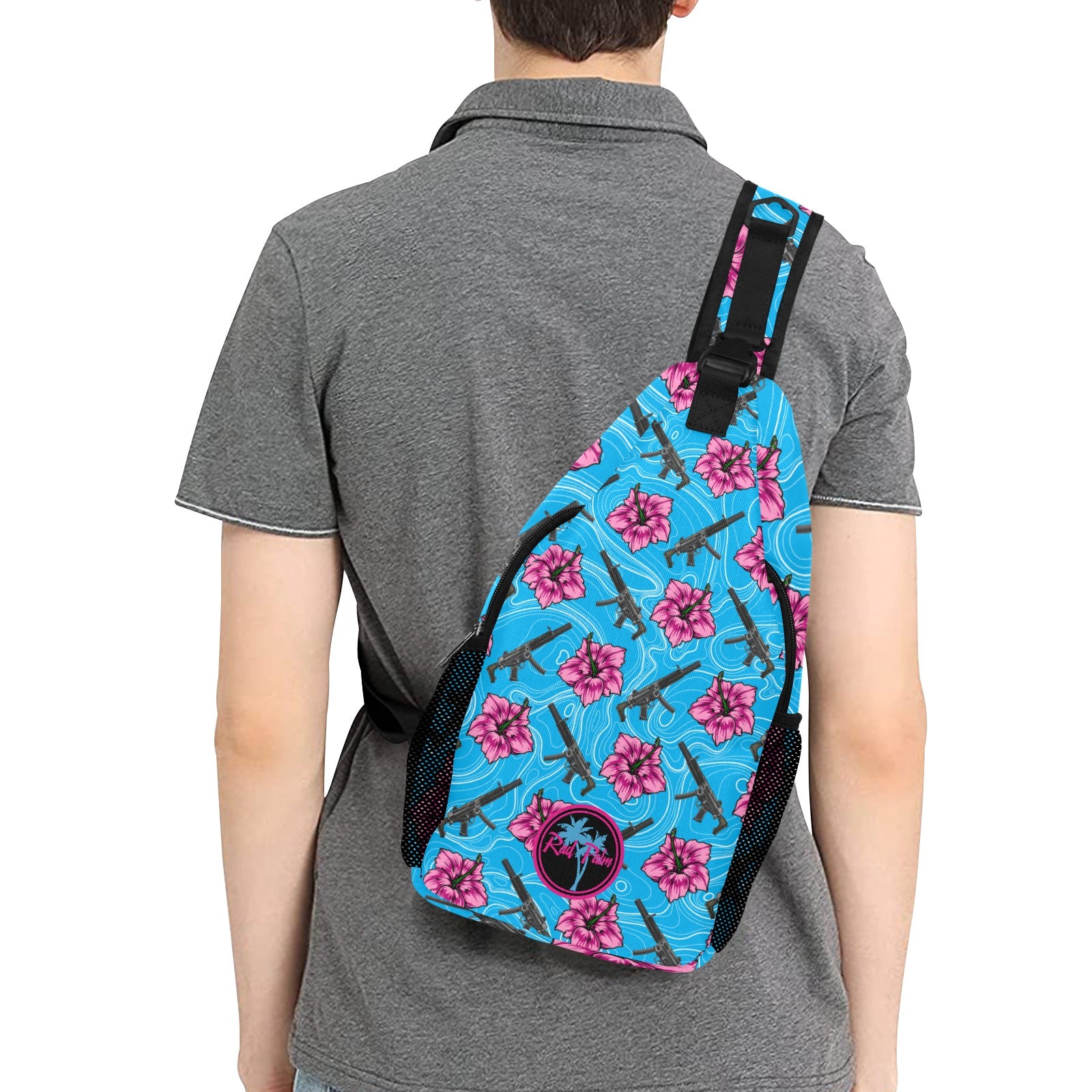 High Capacity Hibiscus Blue Chest Bag