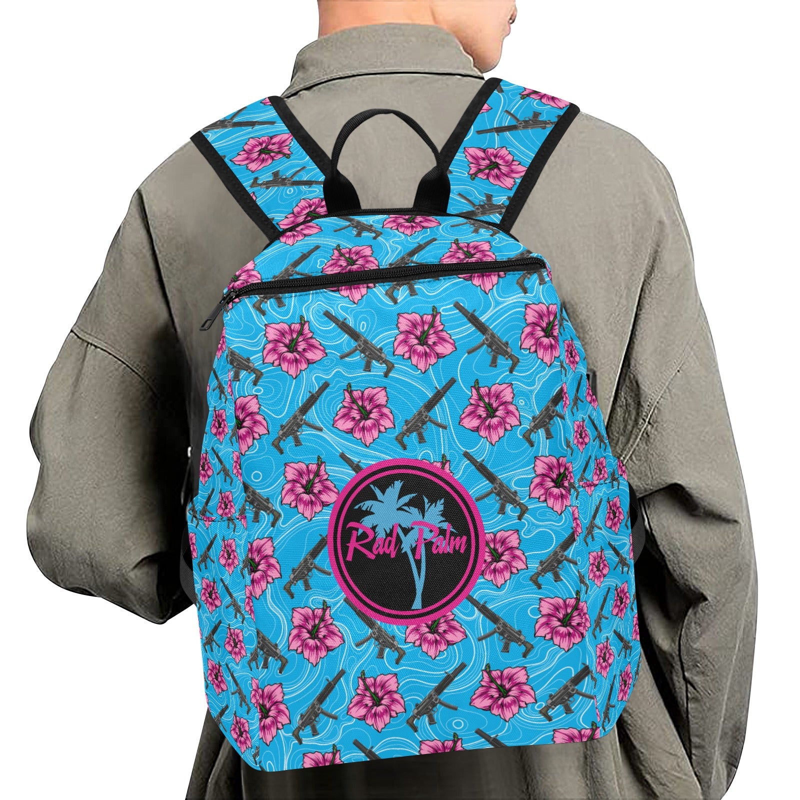 High Capacity Hibiscus Blue Lightweight Casual Backpack