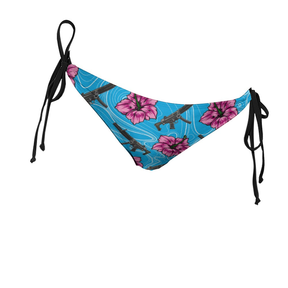 Braguita de bikini azul hibisco de gran capacidad