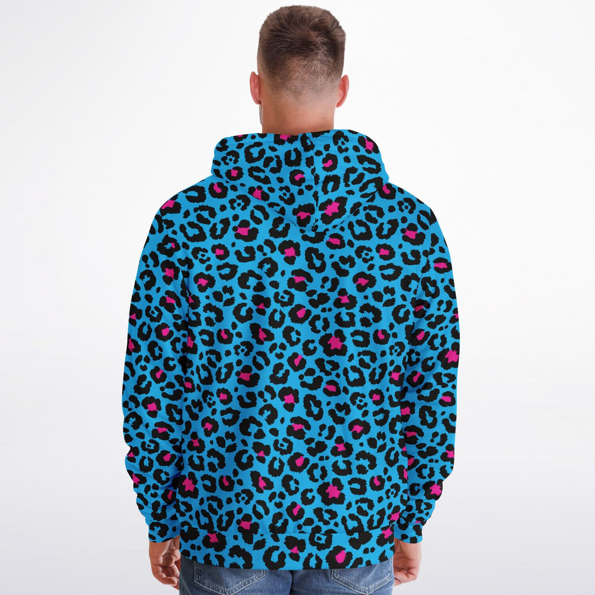 Blue Leopard Microfleece Ziphoodie