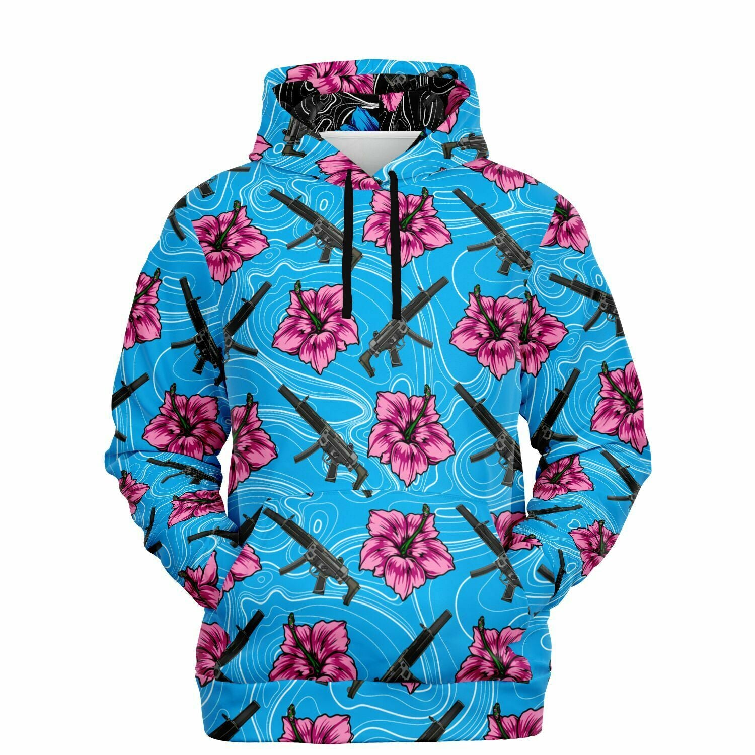 High Capacity Hibiscus Blue Athletic Hoodie