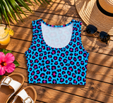 Blue Leopard Crop Top
