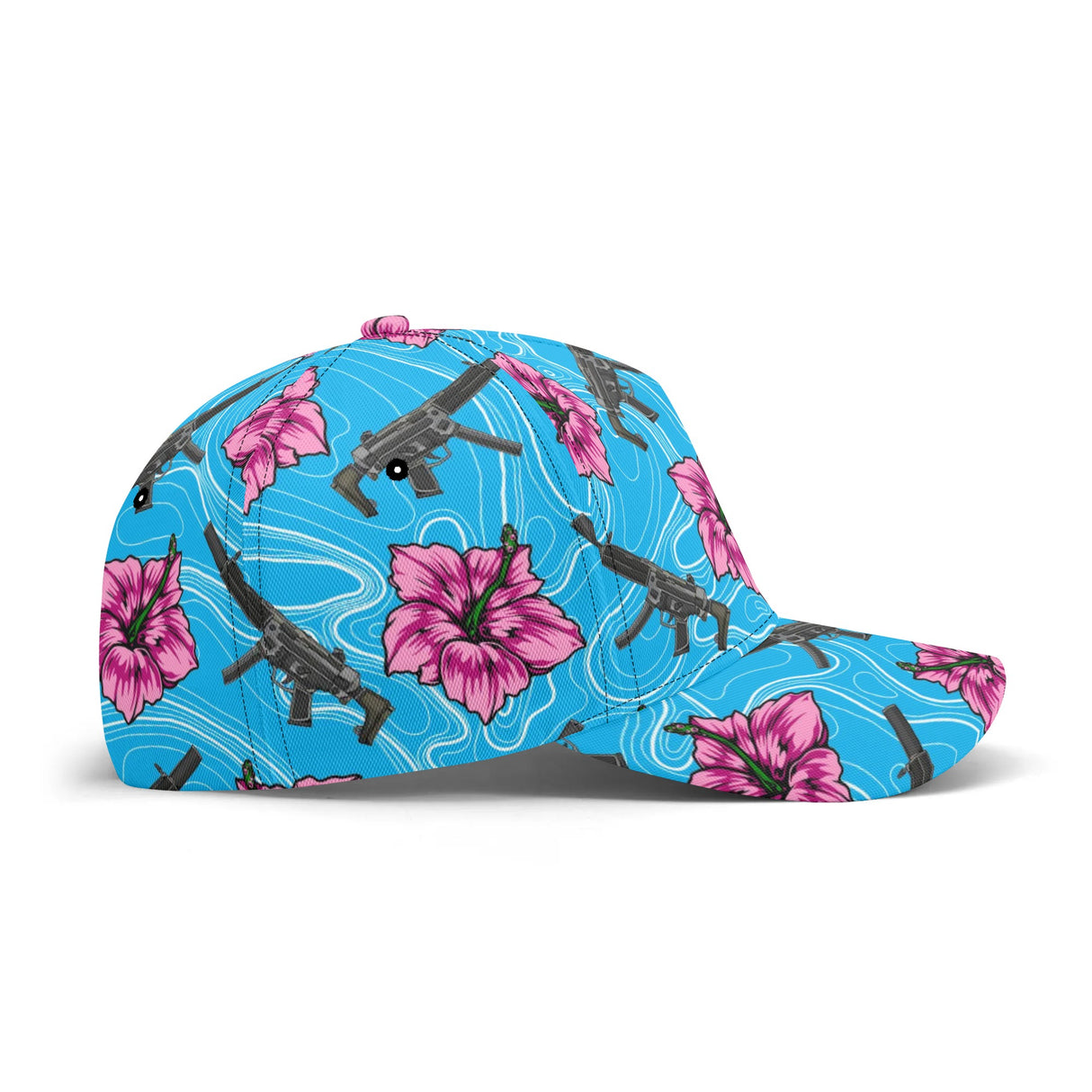 Gorra de béisbol azul hibisco de alta capacidad