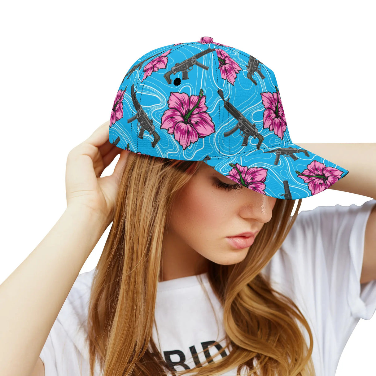 Gorra de béisbol azul hibisco de alta capacidad