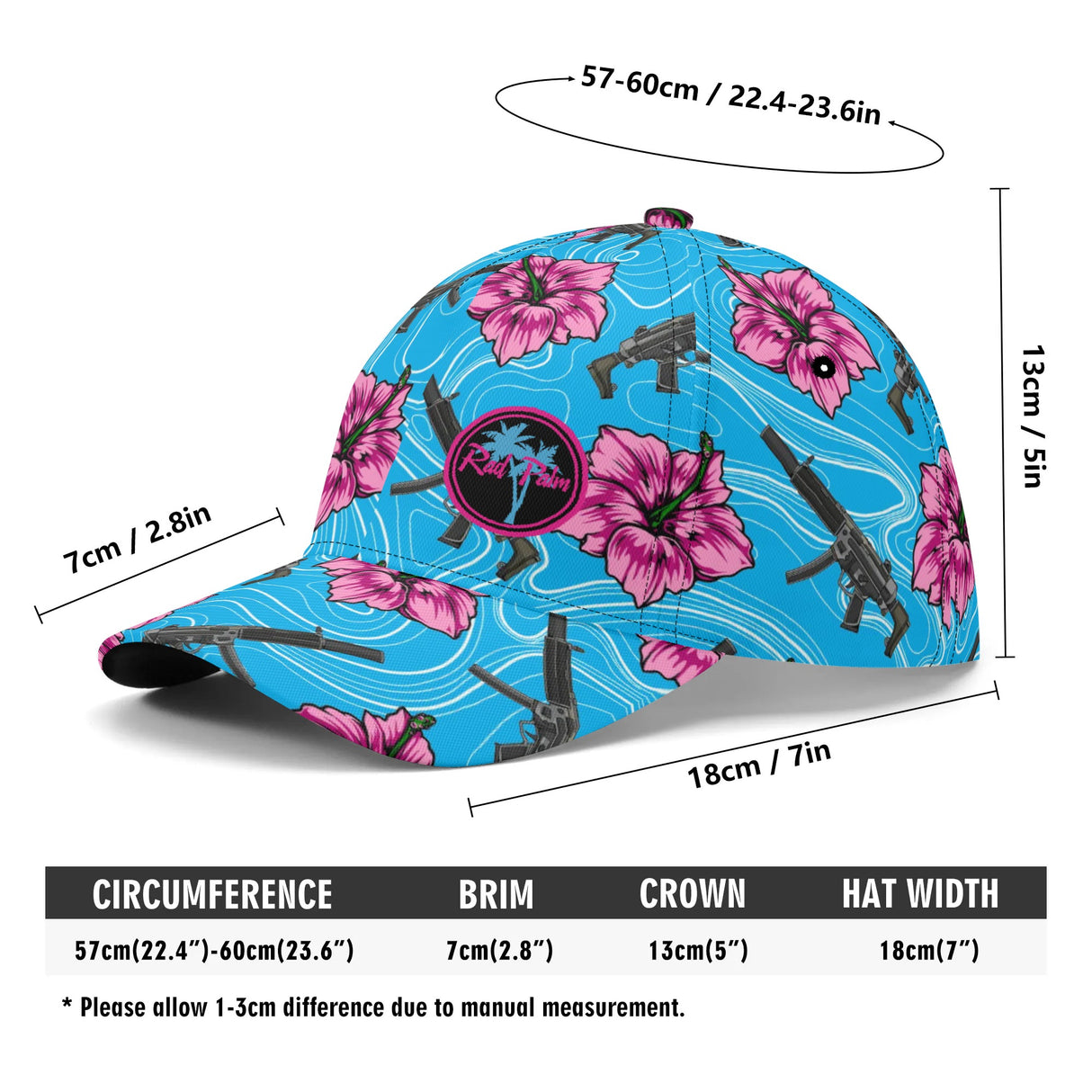 Gorra de béisbol azul hibisco de alta capacidad