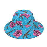 Sombrero de pescador azul hibisco de gran capacidad