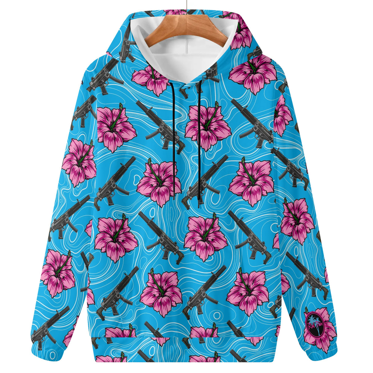 Sudadera ligera con capucha azul hibisco de alta capacidad para hombre