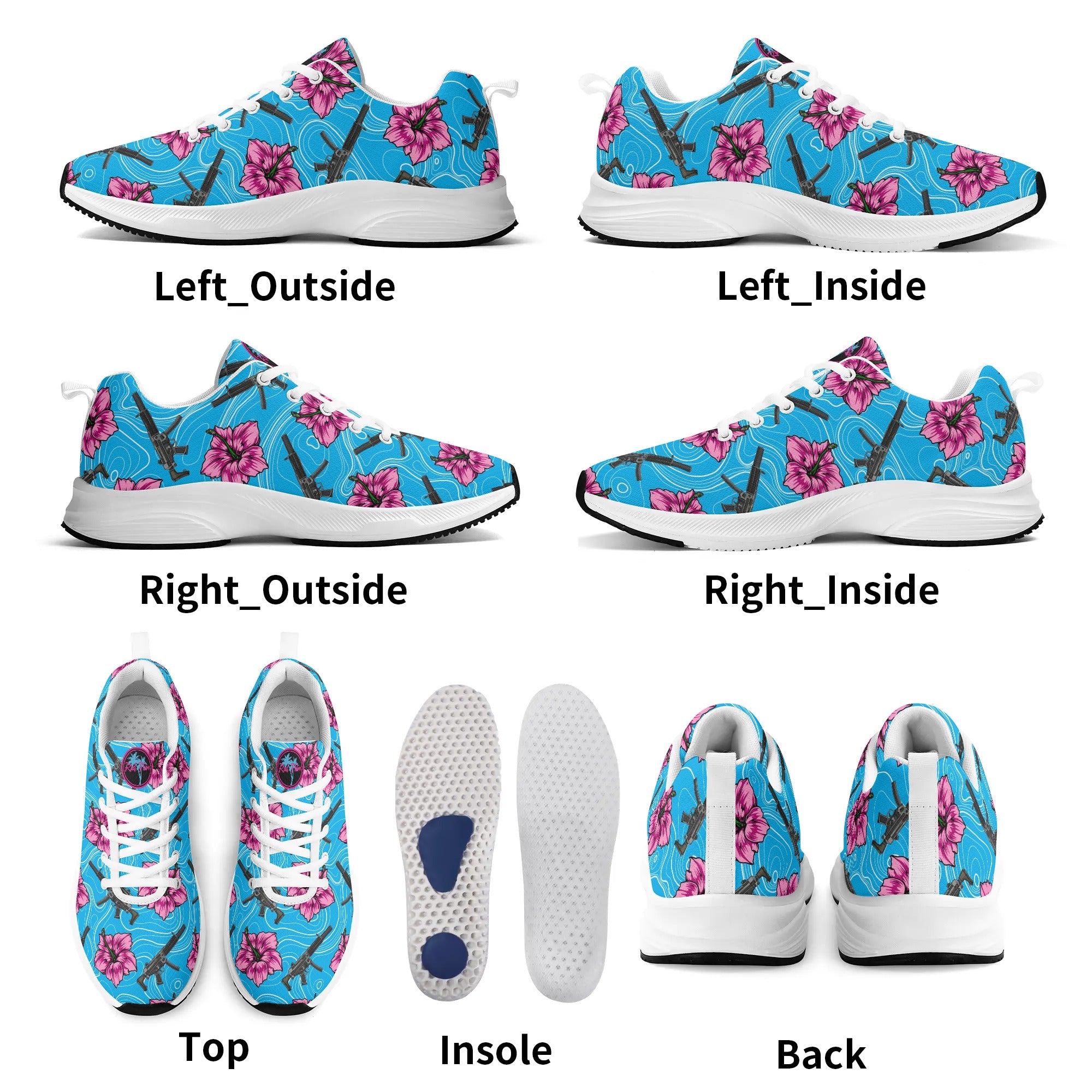 High Capacity Hibiscus Blue Running Shoes