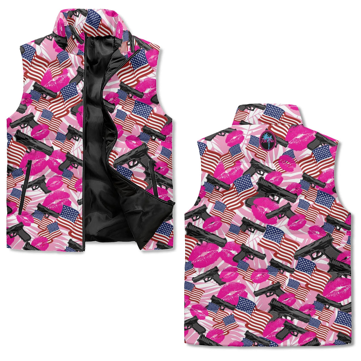 Chaleco acolchado con cuello alto y cremallera de Barbie Patriot